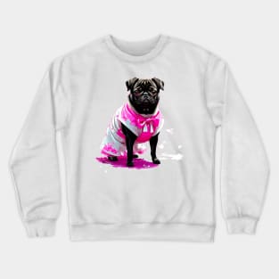 Charming Pug in Pink Hanbok Celebrating the Elegance of Korean Culture Crewneck Sweatshirt